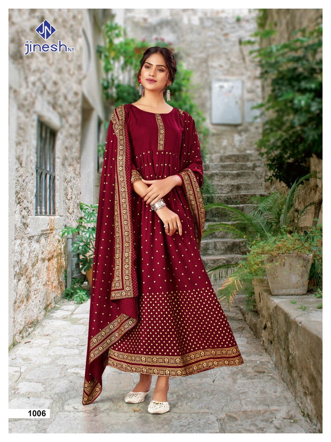 Jinesh Nx Jannat Heay Ethnic Wear Wholesale Printed Anarkali Kurtis Catalog